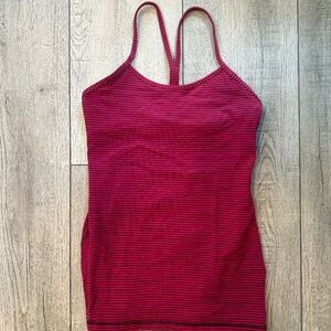 Lululemon Power Y Racerback tank top - fuchsia / deep red stripe  size 6